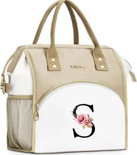Miniatura 32 de Lonchera con inicial para mujer, lonchera térmica para niñas, lonchera grande para adultos, a prueba de fugas, para trabajo de picnic, bolsa de mano