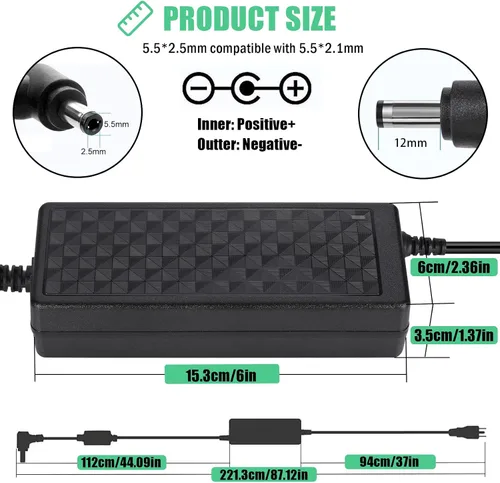 Miniatura 2 de Adaptador de fuente de alimentación de 24V 6A, adaptador de corriente CA 100-240V a CC 24 voltios 6 amperios 144W con conector de salida de 5,5 mm x