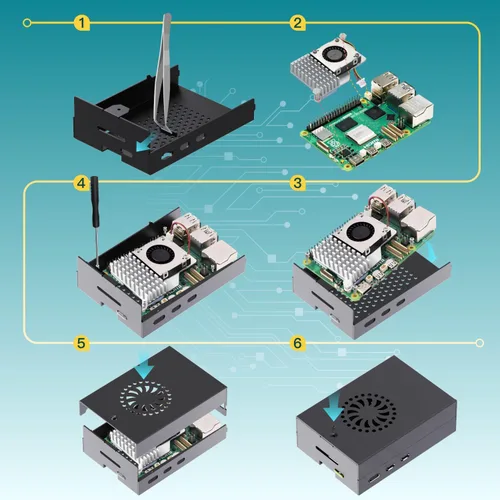 Miniatura 6 de iRasptek Kit de inicio para Raspberry Pi 5 RAM 8GB-64GB Edición de OS-Bookworm precargado (caja de aluminio)