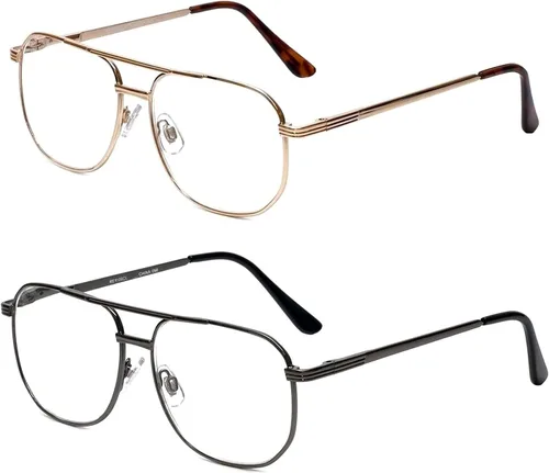 Miniatura 11 de Calabria 1106 - Lentes de lectura de metal con bloqueo de luz azul o lente transparente, para hombres y mujeres, diseño elegante, lectores