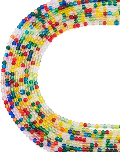 Miniatura 31 de FASHEWELRY 10 hebras de cuentas de vidrio chapadas en arco iris de 0.118 pulgadas (0.118 in), cuentas espaciadoras de cristal de Rondelle, cuentas