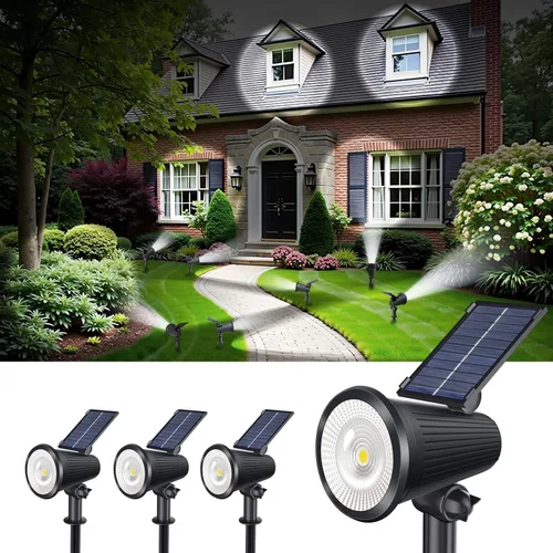 Focos solares impermeables para exteriores, lámpara LED ultra brillante para árbol, bandera, césped, estatua, piscina, jardín, casa, pared, patio,