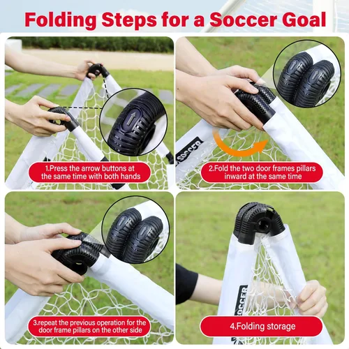 Miniatura 4 de KETIEE Porterías de fútbol para niños para patio trasero: juego de porterías de fútbol plegables de 35 x 23 pulgadas, portería de fútbol portátil