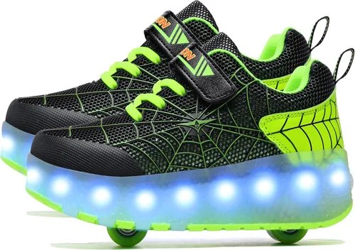 Miniatura 13 de AIkuass Zapatos con ruedas LED y USB recargables, zapatillas de patinaje con luces para niños y niñas