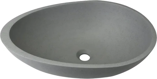 Miniatura 7 de Dolonm Fregadero de baño para baño, lavabo de baño de hormigón en gris sin grifo ni drenaje, 21 x 15 pulgadas, en forma de huevo
