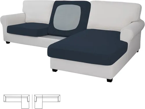 Miniatura 106 de Easy-Going - 4 Fundas de cojín elásticas para sofá seccional, izquierda/derecha, en forma de L, funda de asiento antideslizante, suave, flexible