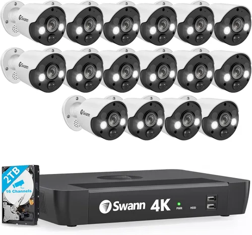 Miniatura 11 de Swann Cámara de seguridad para el hogar,PoE Cat5e NVR 4K HD Video, Interior o Exterior Cableado Vigilancia CCTV Dome,Visión Nocturna Color,Detección