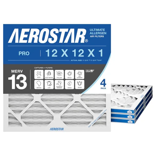 Miniatura 11 de Aerostar Filtro de aire MERV 8 de 12 x 12 x 1, 4 unidades, tamaño real (11.75 x 11.75 x 0.75), HVAC, aire acondicionado y filtro de horno que