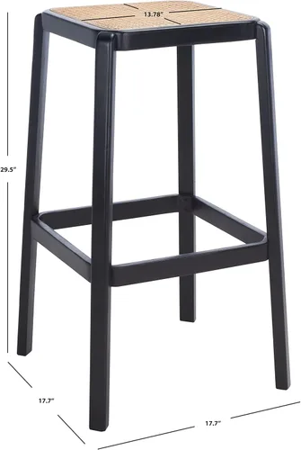 Miniatura 3 de SAFAVIEH Home Collection Silus Taburete de bar de caña sin espalda natural y negro de 30 pulgadas