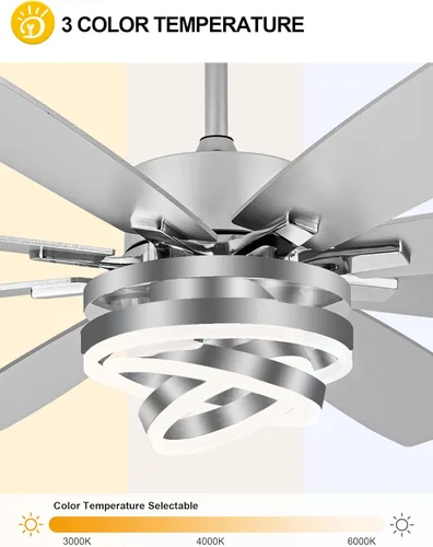 Miniatura 7 de Ventiladores de techo grandes modernos de 72 pulgadas con luces y control remoto, motor CC silencioso reversible de 6 velocidades, ventiladores