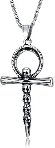 Collar de cruz, Ankh, oración de serenidad, calavera, collar con colgante de cruz celta para hombres y mujeres, joyería cristiana, potente