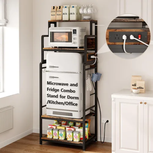 Miniatura 12 de Soporte para Mini Nevera, Estación de Gabinete de Barra de Café con Espacio de Almacenamiento para Insertar Refrigerador Pequeño, Organizador