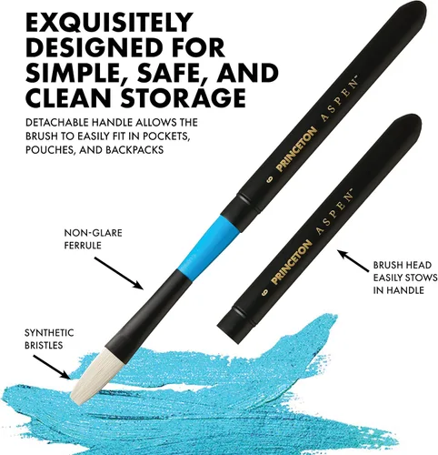Miniatura 6 de Princeton Artist Brush Co. Aspen Series 6500 – Cepillo redondo de viaje de mango corto 2 – Pincel redondo sintético para pintura al óleo y acrílico
