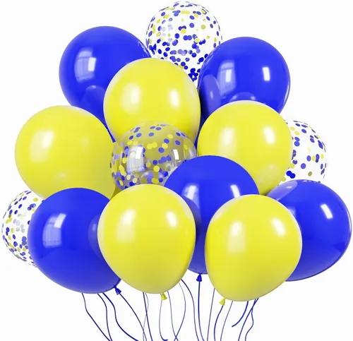 Miniatura 21 de KBZVNAF Globos de látex negro, azul y plateado, paquete de 60 globos de fiesta de 12 pulgadas, azul real, negro, azul metálico, plateado