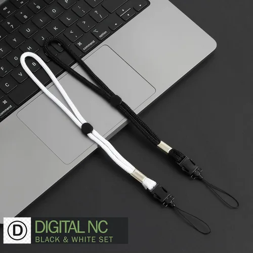 Miniatura 5 de Paquete de 2 correas de muñeca (estilo de lenca) ajustables con liberación rápida compatible con Nikon P900, Negro & blanco