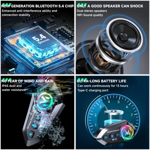 Miniatura 6 de Casco de motocicleta Bluetooth aprobado por DOT - Casco modular de cara completa con visera doble abatible, carcasa de ABS, sistema de ventilación