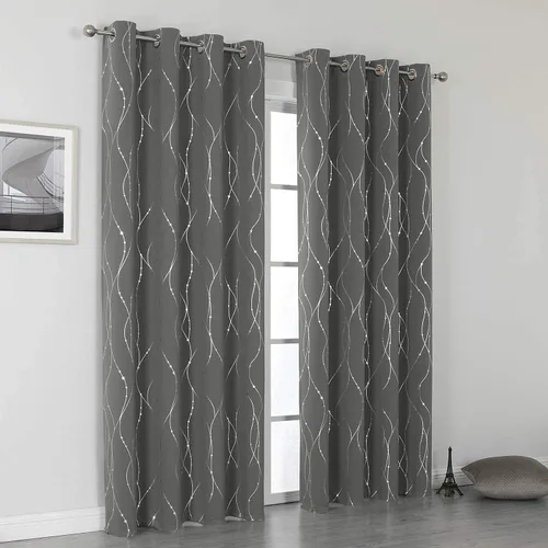 Miniatura 7 de SMILE WEAVER Cortinas opacas grises para sala de estar de 45 pulgadas de largo, 2 paneles, cortinas de oscurecimiento de habitación, diseño de Gris