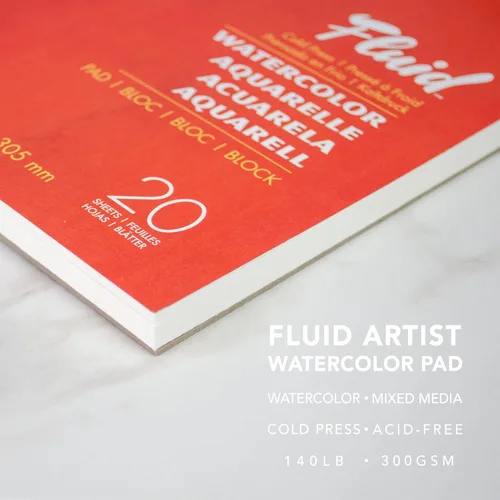 Miniatura 7 de Fluid Artist - Bloc de acuarela para acuarela, 140 libras (300 GSM) para pintura de acuarela y medios húmedos, plegable, 8 x 8 pulgadas, 20 hojas