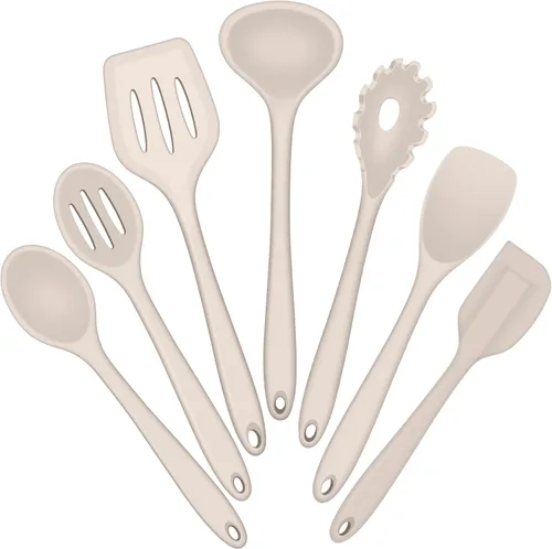 Miniatura 8 de E-far - Juego de utensilios de cocina de silicona, 7 piezas en color negro, utensilios de cocina resistentes al calor, utensilios de cocina