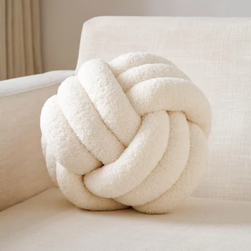 Miniatura 19 de Uvvyui Bola de Almohada con Nudo, Almohadas Decorativas Suaves para el Hogar, Almohada Redonda de Tiro, Almohada de Felpa Anudada Hecha a Mano