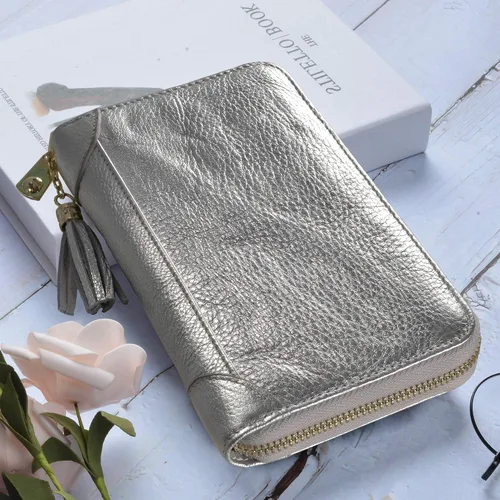 Miniatura 2 de Easyoulife - Monedero de cuero con cremallera, billetera portatarjetas para mujer, bloqueo RFID