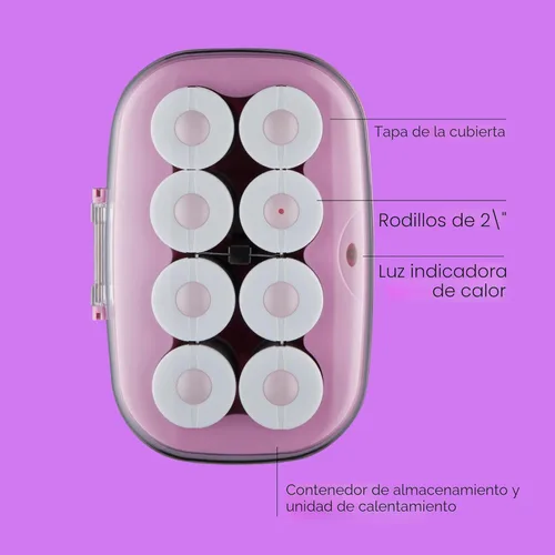 Miniatura 2 de Conair - Rodillos calientes para cabello largo, mediano y corto, 8 rodillos de pelo de cerámica con velcro de 2 pulgadas con clips, rizadores Lila