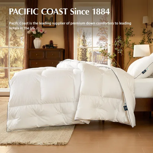 Miniatura 9 de Pacific Coast - Edredón de plumón tamaño King, 100% algodón, relleno de edredón, edredón extra mullido blanco, ultra suave, transpirable, edredón