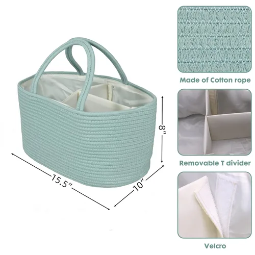 Miniatura 53 de Organizador de pañales para bebé con cuerda de algodón para niña o niño, cesta de almacenamiento portátil para guardería, bolsa de transporte