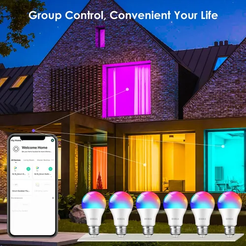 Miniatura 4 de OHLUX - Bombillas inteligentes WiFi y Bluetooth Alexa, 10 W (equivalente a 100 W), bombillas que cambian de color con sincronización de música