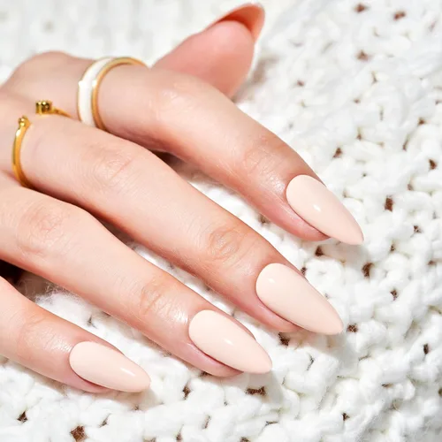 Miniatura 7 de WOOYAS - Uñas postizas cortas a presión, color nude brillante, uñas postizas de otoño de ataúd mediano, juego de 24 uñas postizas reutilizables