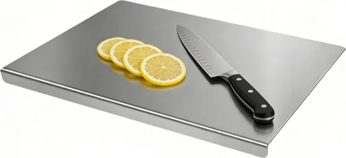 Tabla de cortar de acero inoxidable para cocina, tabla de cortar de metal con mostrador de labios, apta para lavavajillas, tabla de cortar para