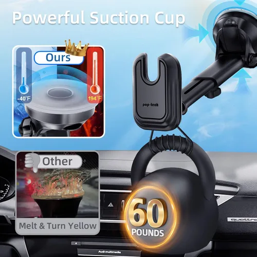 Miniatura 5 de pop-tech Soporte de teléfono de automóvil para Pop Socket: soporte de teléfono celular con ventosa para ventana de parabrisas de salpicadero