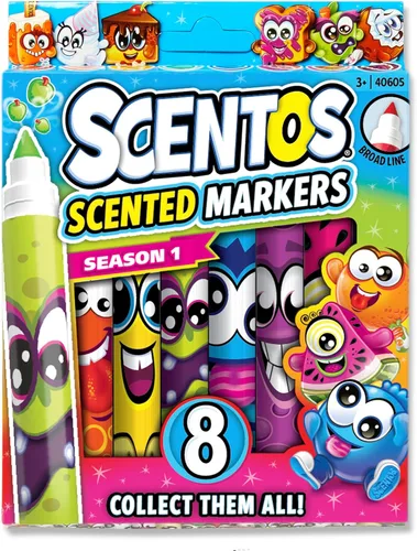 Scentos Marcadores perfumados clásicos para niños de 4 a 8 años, marcadores de colores para la escuela y libros para colorear (paquete de 8)