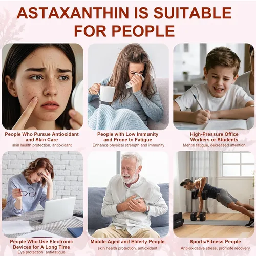 Miniatura 6 de Astaxantina 12 mg, suplementos antioxidantes de astaxantina premium con actividad antioxidante, apoya los ojos, el sistema inmunológico, la salud