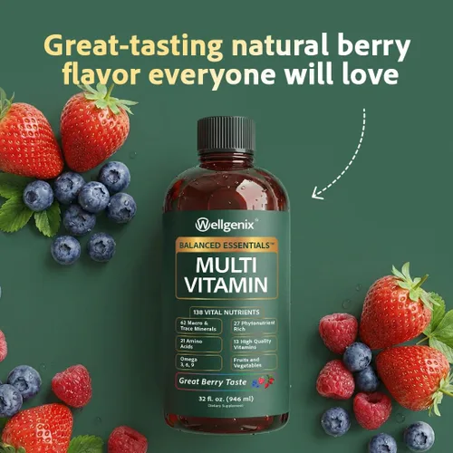 Miniatura 7 de Suplemento líquido nutricional Balanced Essentials, 32 onzas, Very Berry, HBE, 1, 1