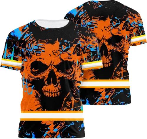 Miniatura 19 de Camisa de alta visibilidad de calavera con bandera de Estados Unidos para hombres, camisas de seguridad con nombre personalizado, ropa de trabajo