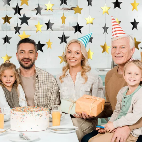 Miniatura 5 de Patelai Guirnalda de estrellas con purpurina 2026, decoración de graduación de 130 pies, pancarta colgante de estrella para fiesta, cumpleaños