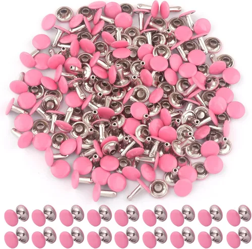 Miniatura 8 de Remaches tubulares de doble tapa arcoíris – Remache rápido redondo de botón de metal arcoíris de 0.354 in, remaches para bolsos, bolsos, zapatos