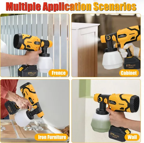 Miniatura 2 de Pulverizador de pintura con batería y carga, 2 baterías de 4.0 mAh 21 V, pulverizador de pintura inalámbrico con recipiente grande de 33.8 fl oz