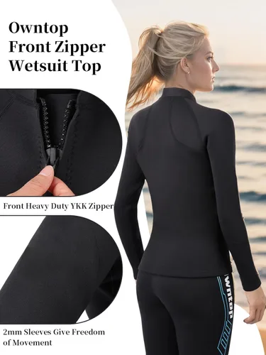 Miniatura 3 de Owntop Camisetas de neopreno Mujeres y hombres Manga larga de neopreno de 0.079 in Flexible y cómodo Cremallera frontal YKK Surfing Buceo