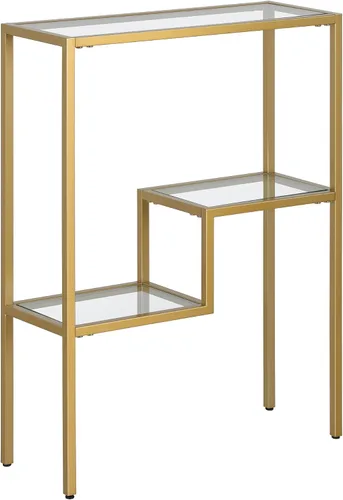 Miniatura 9 de Henn&Hart Mesa rectangular de vidrio estrecha de 22 pulgadas, mesa de entrada, mesa de sofá con estante de vidrio de dos niveles para entrada, sala