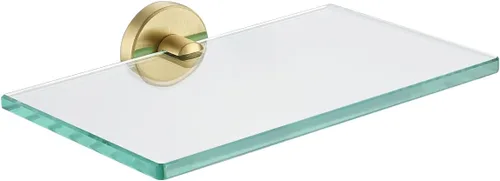 Miniatura 47 de JQK Estantería de baño de vidrio bronce, estante con toallero de 15 pulgadas de vidrio templado, almacenamiento para ducha de 16 por 5 pulgadas