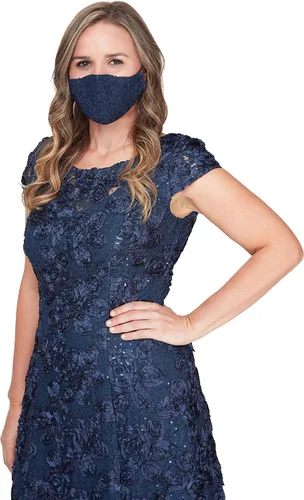 Miniatura 4 de Alex Evenings Vestido de encaje de roseta de manga corta para mujer talla grande