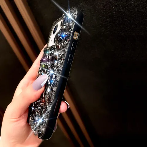 Miniatura 6 de Funda para iPhone 13 para mujer (6.1 pulgadas), funda de lujo muy brillante con diamantes de imitación de cristal brillante 3D en la cubierta