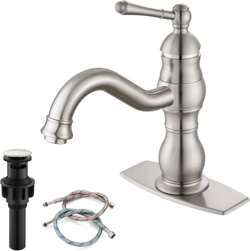 Miniatura 14 de gotonovo Grifo de lavabo de baño de 1 agujero con mango único, grifo de tocador de lavabo con caño giratorio de 360°, grifo mezclador de lavabo