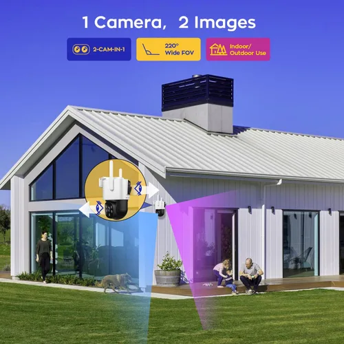 Miniatura 4 de xmartO Kit de cámara inalámbrica de 4 lentes duales, sistema de seguridad de largo alcance de malla WiFi6 de 8 vistas, NVR de doble banda 4K de 16