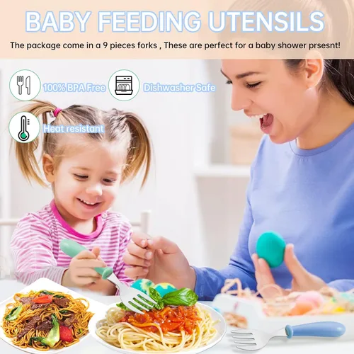 Miniatura 7 de 12 tenedores para niños pequeños, tenedores de acero inoxidable para bebés, cubiertos para niños y niñas, cubiertos para niños y niñas, cubiertos