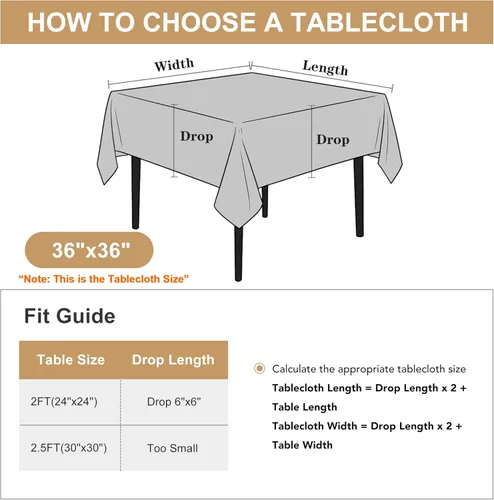 Miniatura 7 de Sancua Manteles cuadrados pequeños de 36x36 pulgadas - Mantel beige para mesas cuadradas o redondas, mantel de poliéster lavable para mesas