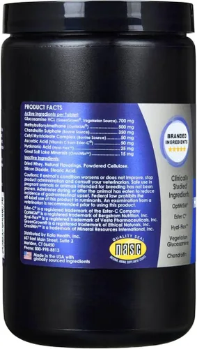 Miniatura 2 de KALA HEALTH PeakTails Hip & Joint Plus HA para perros – 150 tabletas, glucosamina, condroitina, OptiMSM, Ester-C y ácido hialurónico – Apoya