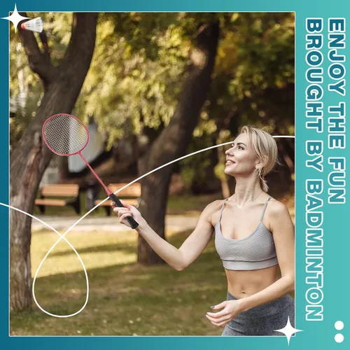 Miniatura 6 de woanger Juego de 8 raquetas de bádminton con 12 raquetas de bádminton para adultos y adolescentes, juego de bádminton para patio trasero, gimnasio